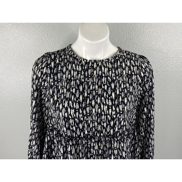 New In Collection Women Large Tiered Ruffle Top Black White Abstract NWT - Picture 2 of 10